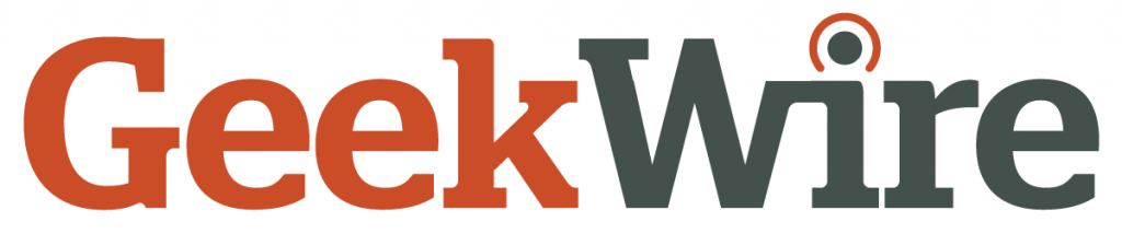 Geekwire logo: wrote about online coding bootcamp Skillspire & their work equitable web developer teams.